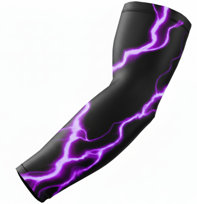Baseball Football Compression Arm Sleeve Purple Lightning