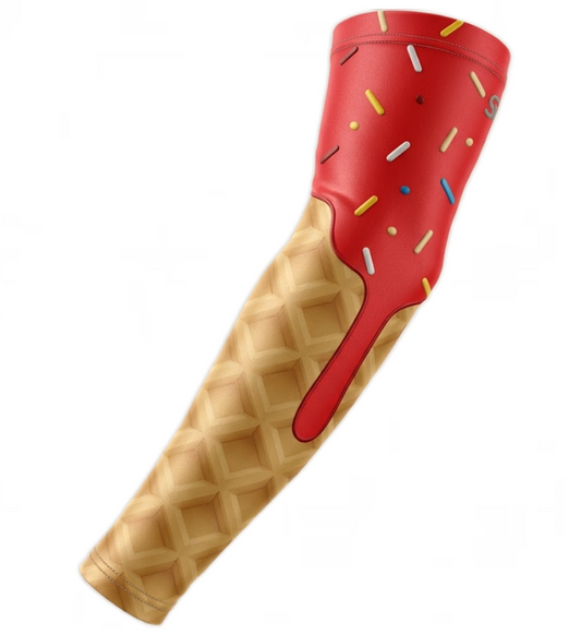 Baseball Sports Compression Arm Sleeve Cherry Red Ice Cream Cone Sprinkles