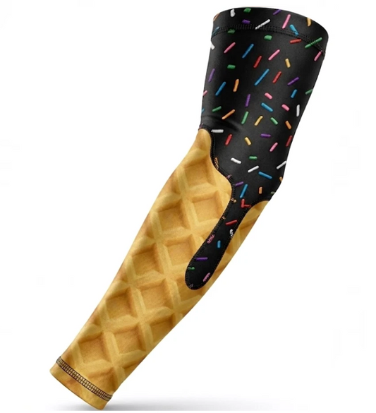 Baseball Sports Compression Arm Sleeve Black Ice Cream Cone Sprinkles