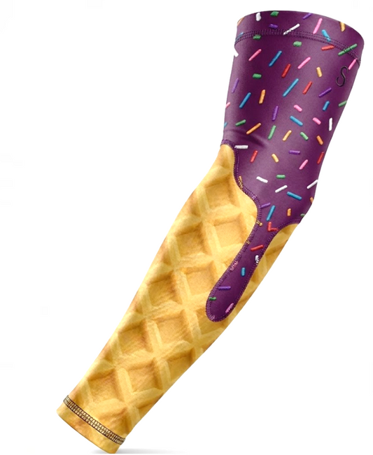 Baseball Sports Compression Arm Sleeve Purple Grape Ice Cream Cone Sprinkles