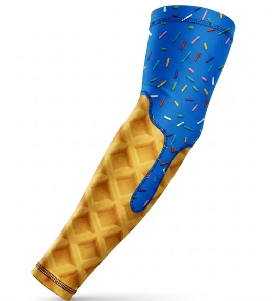 Baseball Sports Compression Arm Sleeve Royal Blue Ice Cream Cone Sprinkles