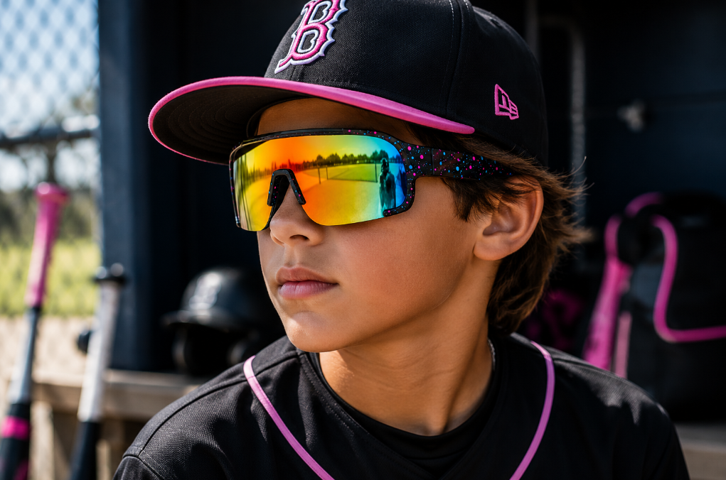 Baseball Sports Shades Rainbow Performance Lens Sunglasses Black
