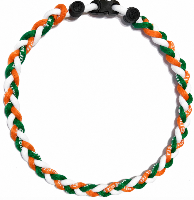 Baseball 3 Rope Braid Tornado Energy Necklace Green Orange White Hurricanes