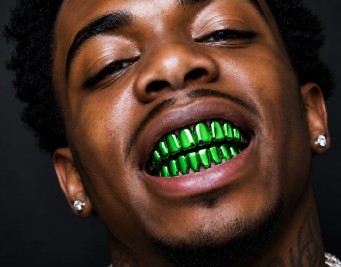 Shiny Green Color Plated 8 Top 8 Bottom Teeth Mouth Grillz Set