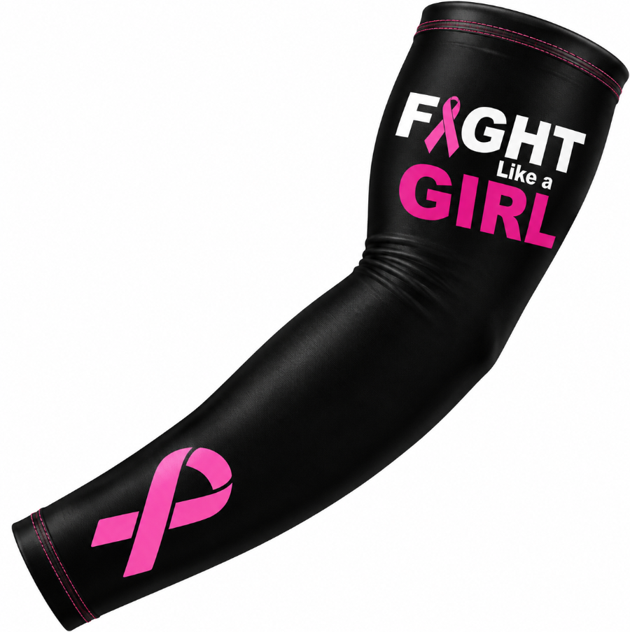 Sports Compression Baseball Football Arm Sleeve Pink Ribbon Cancer Awareness Month