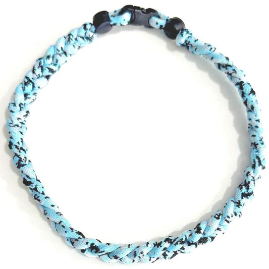 Baseball 3 Rope Braid Tornado Energy Necklace Light Blue Camo