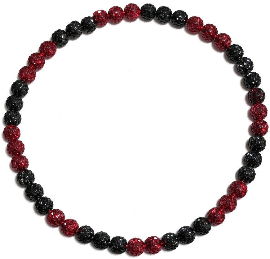 Iced Bling Disco Ball Rhinestone Crystal Bead Baseball Necklace Black Burgandy Maroon