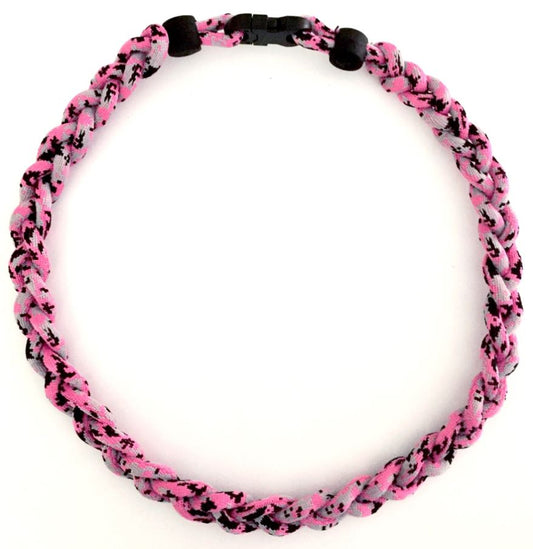 Baseball 3 Rope Braid Tornado Energy Necklace Pink Camo